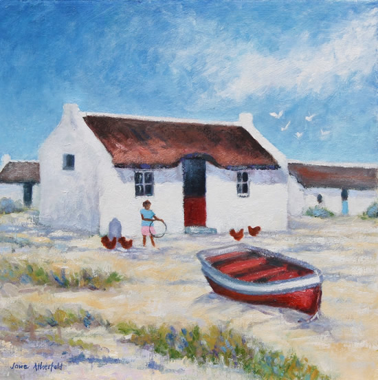 Arniston Fishermen's Cottages Oil Painting - South Africa Art Gallery