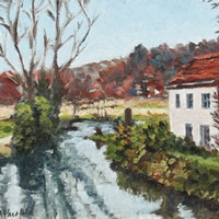 River Wey Godalming Surrey England Oil Painting – Landscape Art